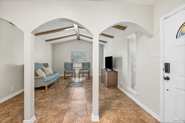 a living room with furniture