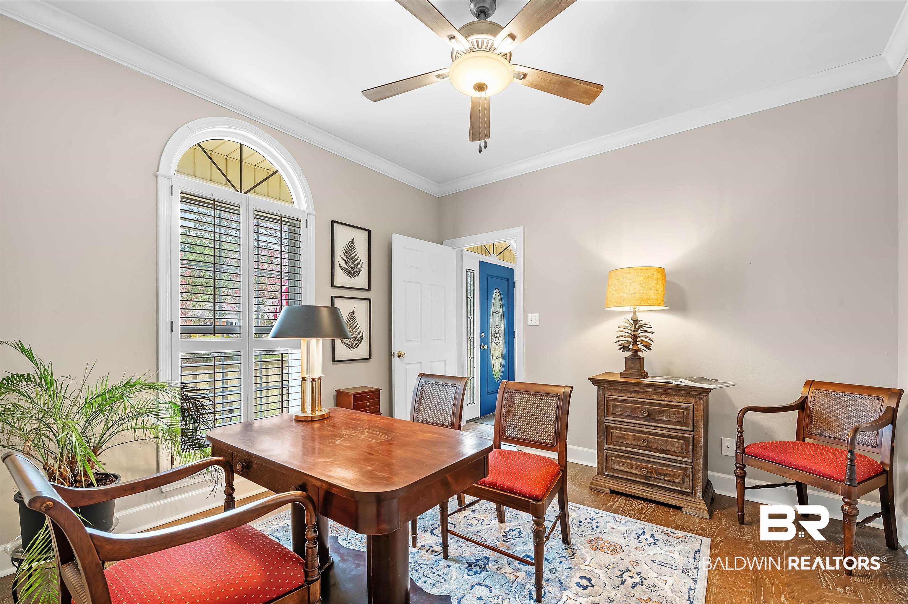 8915 Bay Point Drive Elberta, AL 36530 - Photo 34 of 74 Office featuring ceiling fan, ornamental molding, and baseboards