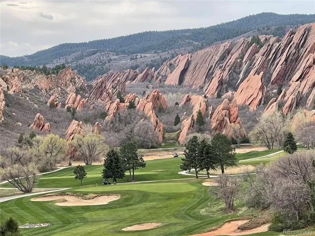 a view of a field with a mountain