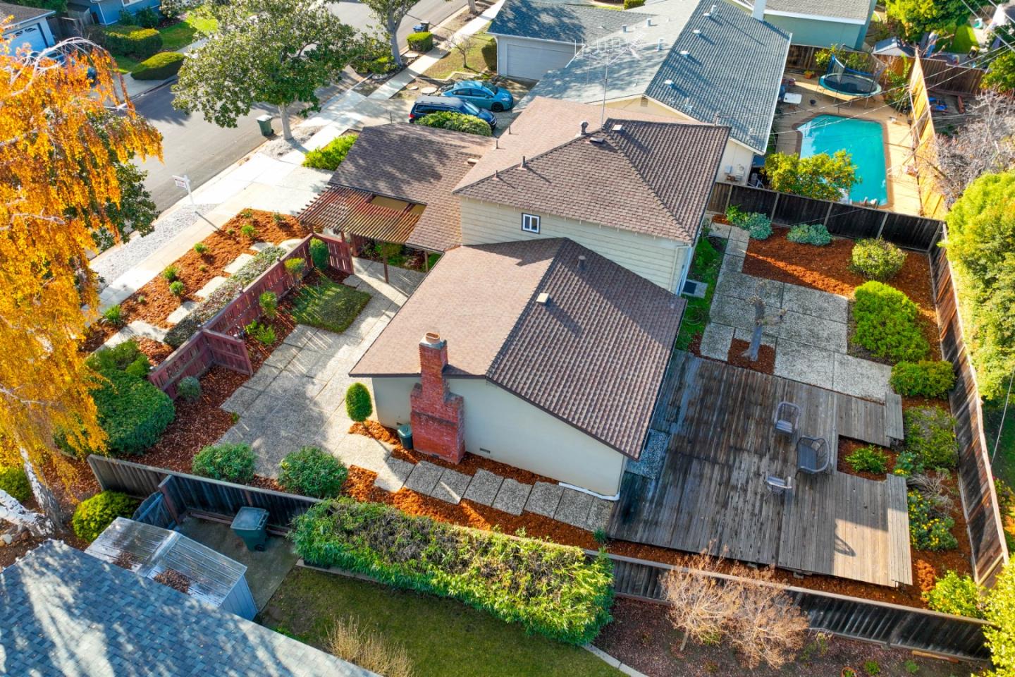 753 Peekskill Drive Sunnyvale, CA 94087 - Photo 31 of 33 an aerial view of a house with a garden and lake view