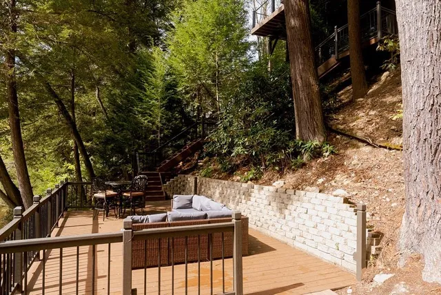 a view of a lake from a balcony