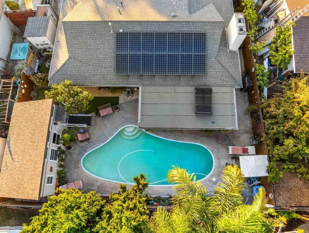 a view of pool and outdoor space