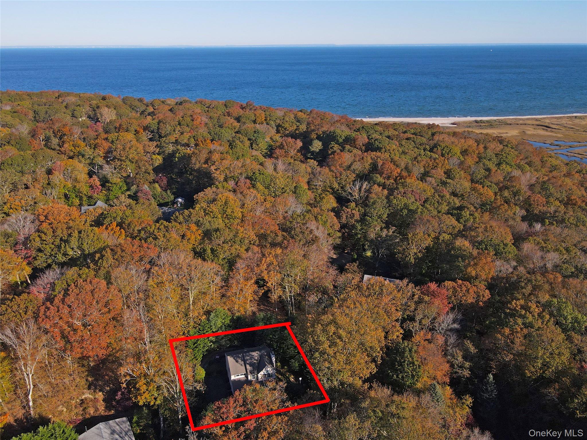 64 Glen Road Baiting Hollow, NY 11933 - Photo 44 of 46 View of property location with property boundaries highlighted and a nearby body of water