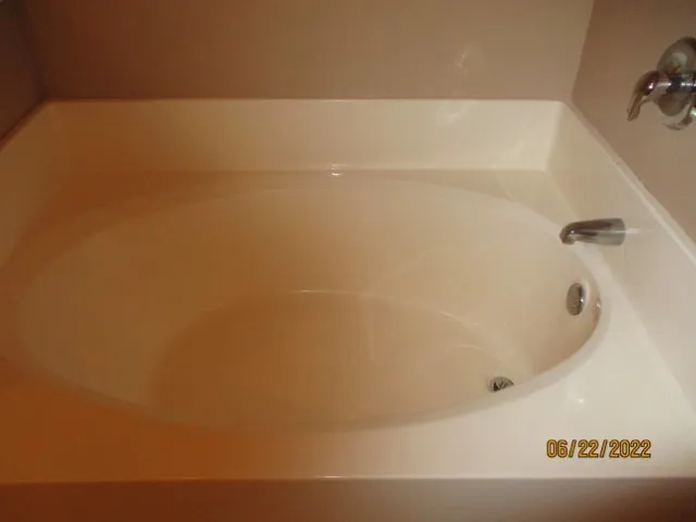 a bathroom with a bathtub