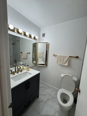 780 South Federal Street, Unit 606 Chicago, IL 60605 - Photo 8 of 11 a bathroom with a sink mirror vanity and toilet