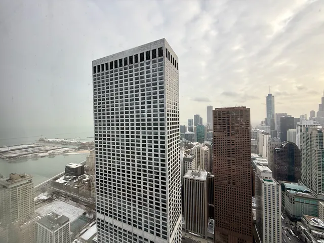 a view of a city with tall buildings