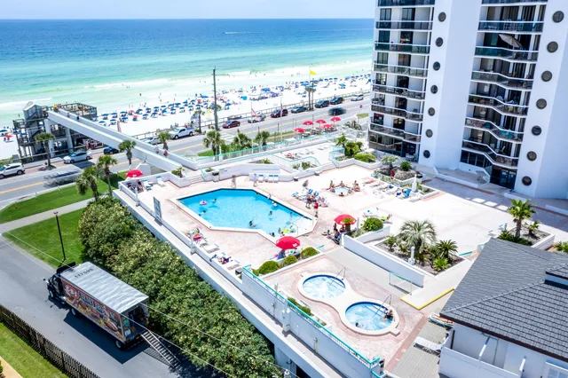 a view of a city with tall buildings