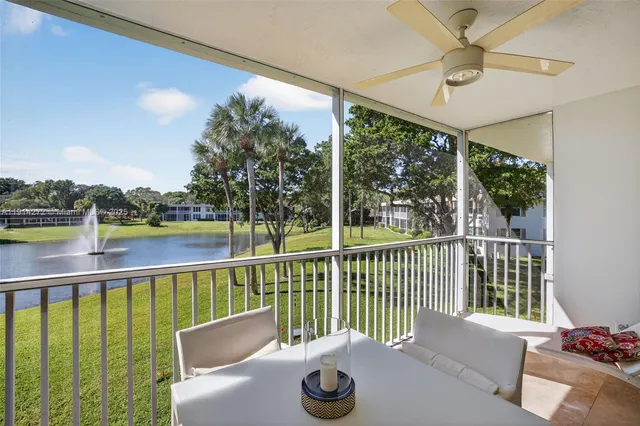a balcony with view of lake view