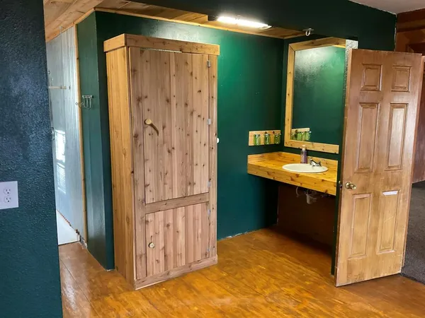 a view of a room with door