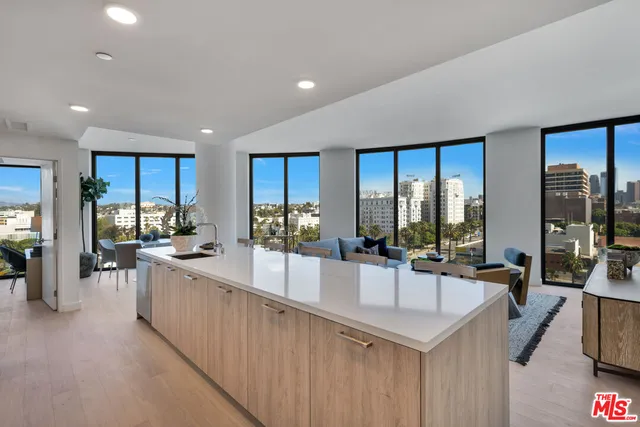 a large kitchen with lots of counter space