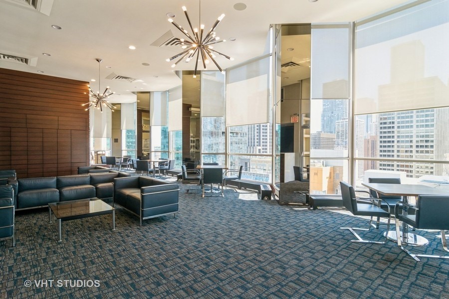 535 North Michigan Avenue, Unit 2505 Chicago, IL 60611 - Photo 11 of 14 a living room with furniture and large windows