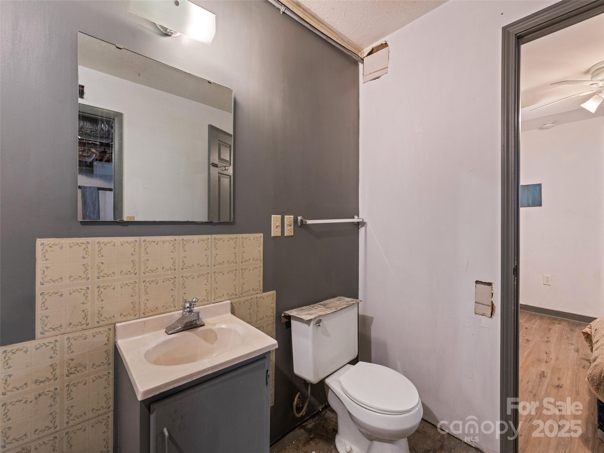 140 Oakdale Road Waynesville, NC 28786 - Photo 27 of 30 a bathroom with a sink a toilet and mirror