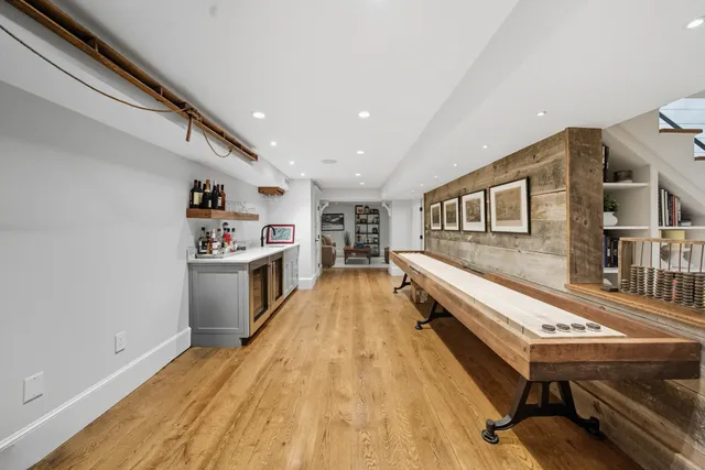 a workspace with furniture and screen