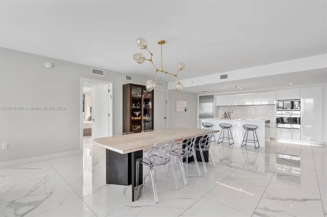 a view of a dining area with furniture