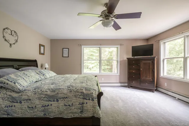 a bedroom with a bed and a tv