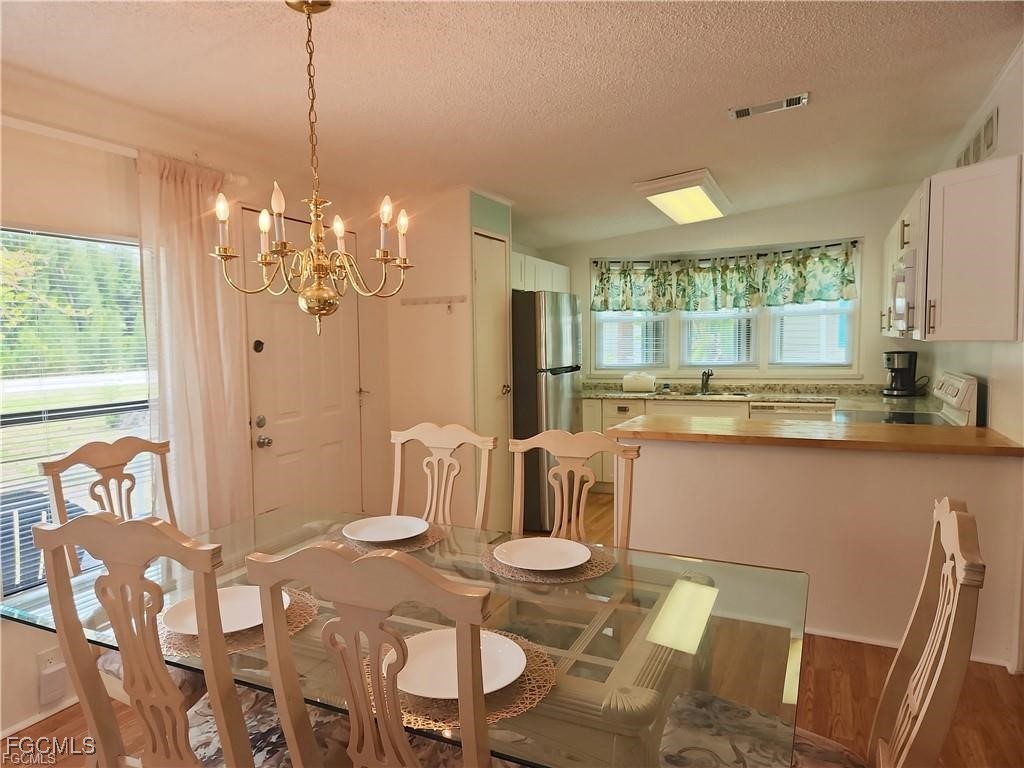 10401 Circle Pine Road North Fort Myers, FL 33903 - Photo 13 of 20 a kitchen with sink refrigerator dining table and chairs