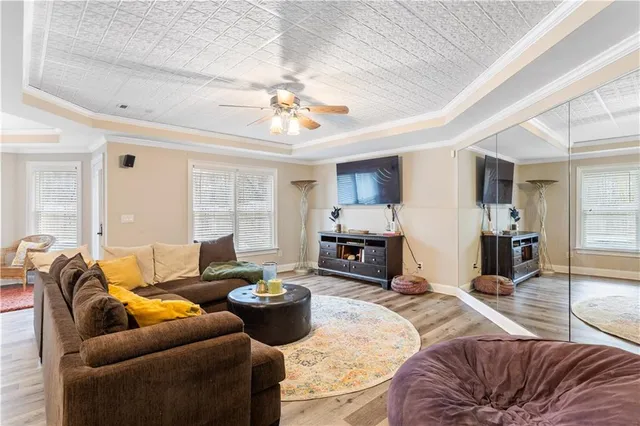 a living room with furniture and a couch