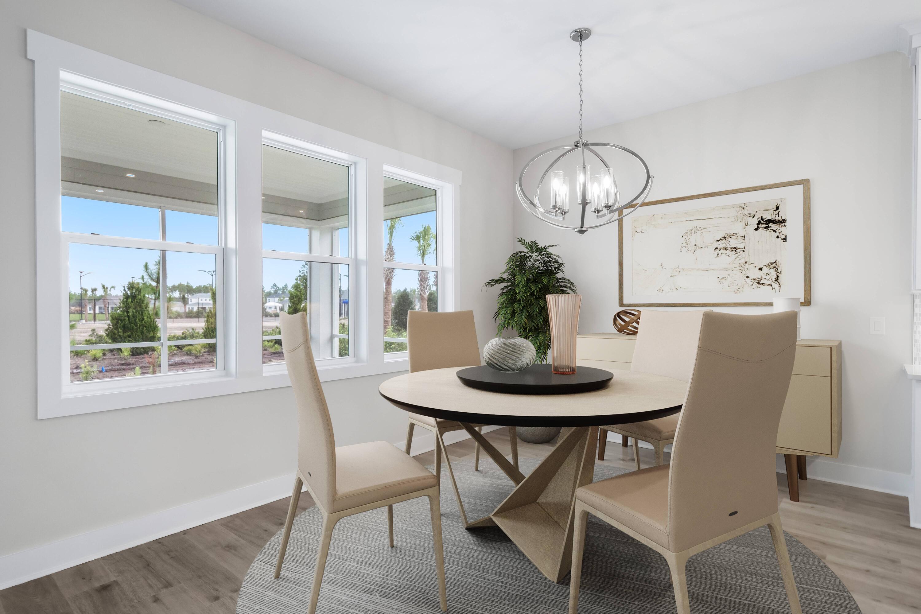 30 River Rise Way Inlet Beach Inlet Beach, FL 32461 - Photo 14 of 61 a dining room with furniture a chandelier and wooden floor