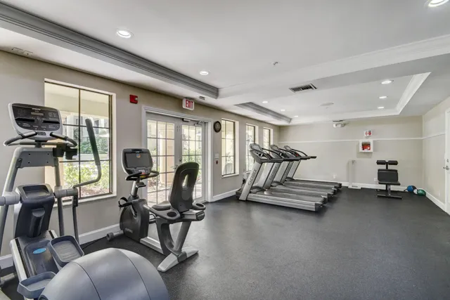 a view of a room with gym equipment