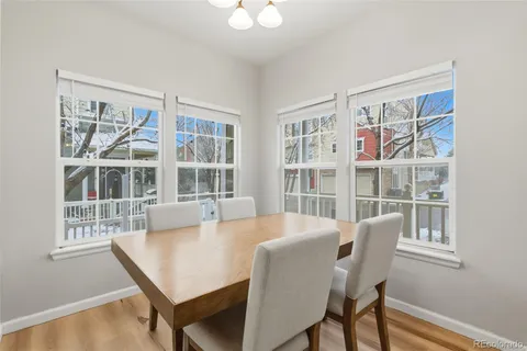 a workspace with furniture and a window