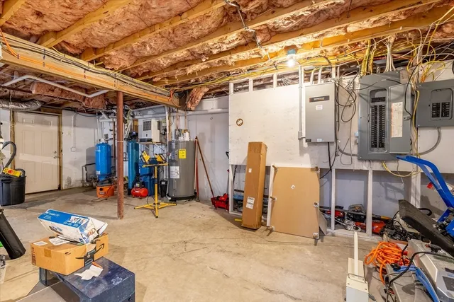 a view of a storage room with gym equipment