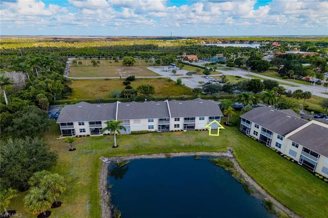 an aerial view of a house with a garden