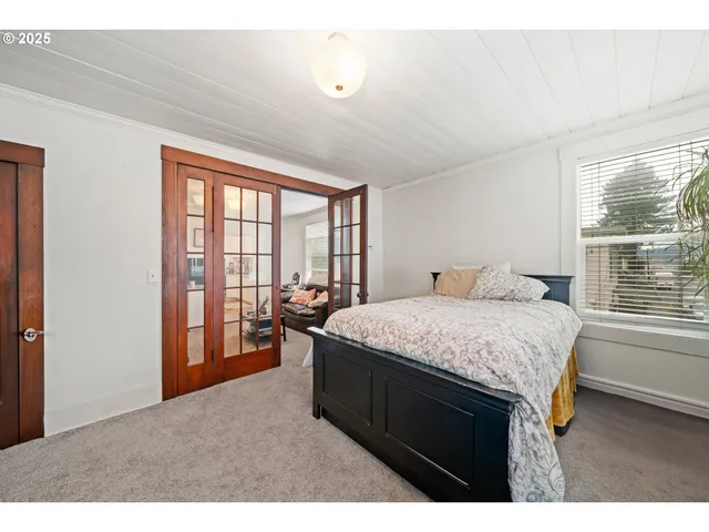 a living room with a large window