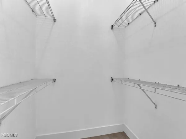 a view of small space with racks on the wall