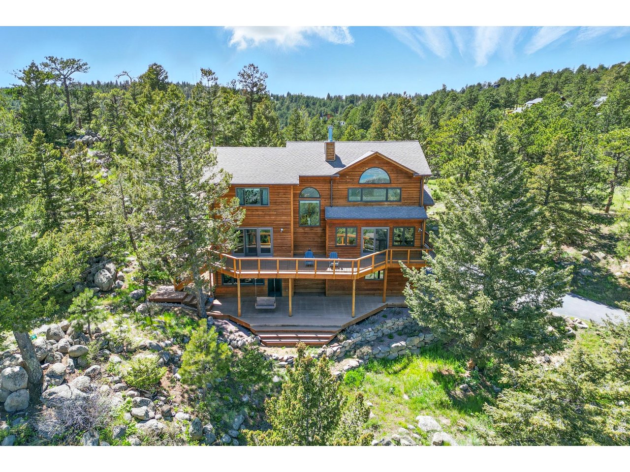 84 Canon View Road Boulder, CO 80302 - Photo 2 of 33 an aerial view of a house with a yard basket ball court and outdoor seating
