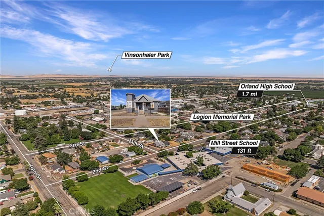 an aerial view of a house