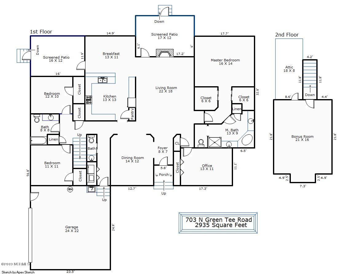703 North Green Tee Road Hampstead, NC 28443 - Photo 40 of 40 updated Floorplan 703 N Green Tee Road