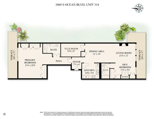 $4,000 | 3460 South Ocean Boulevard, Unit 314, Palm Beach, FL 33480