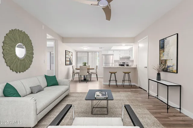 a living room with furniture