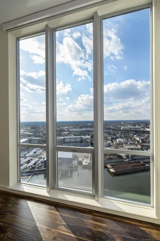 a view of a glass door of the house
