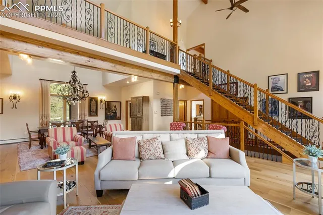 a living room with furniture