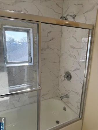 a bathroom with a bathtub