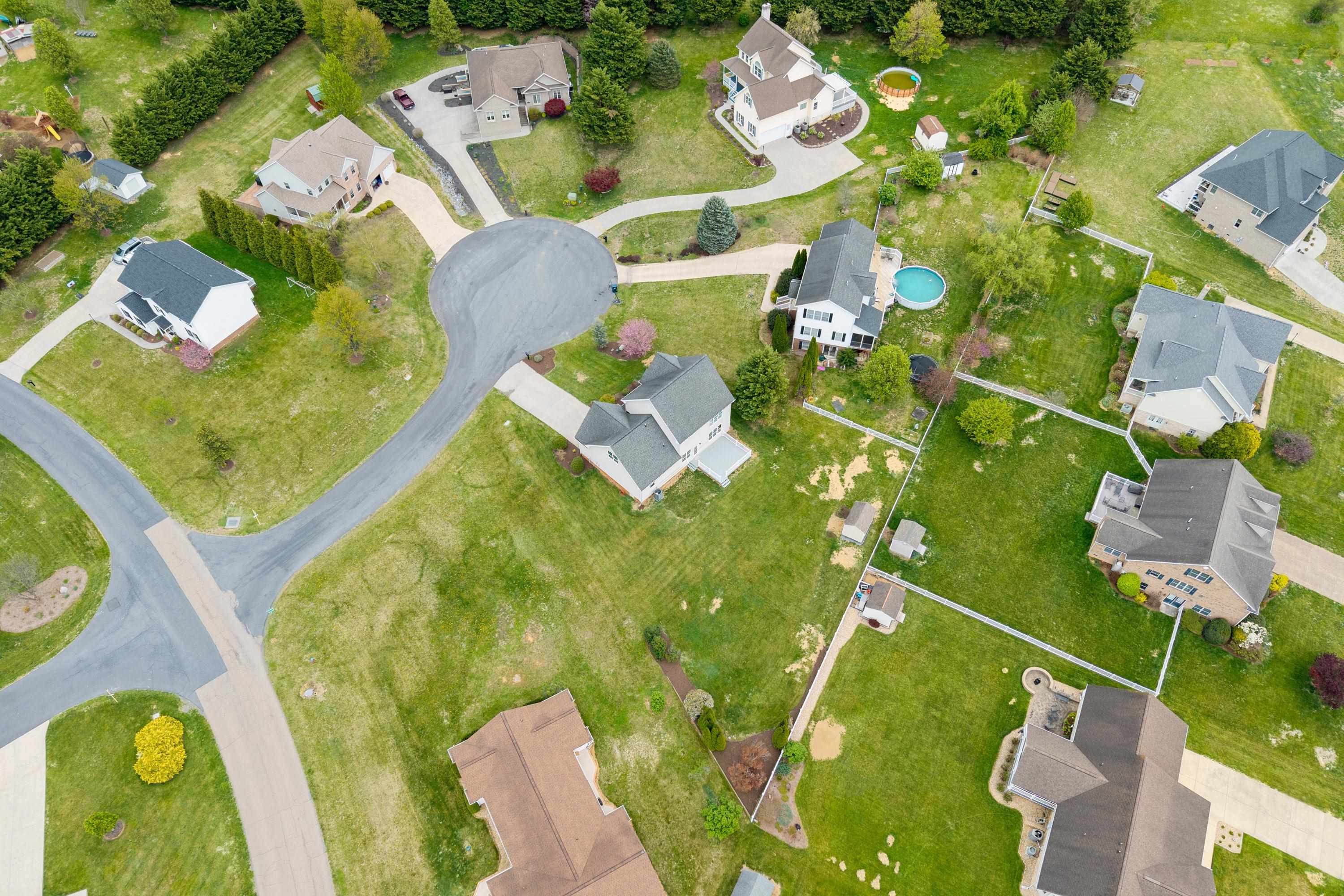 2625 Rising Rock Court Harrisonburg, VA 22802 - Photo 67 of 73 The aerial view highlights the neighborhood of Monte Vista Estates, the cul-de-sac location, local surrounding areas, spacious lot, and much more!