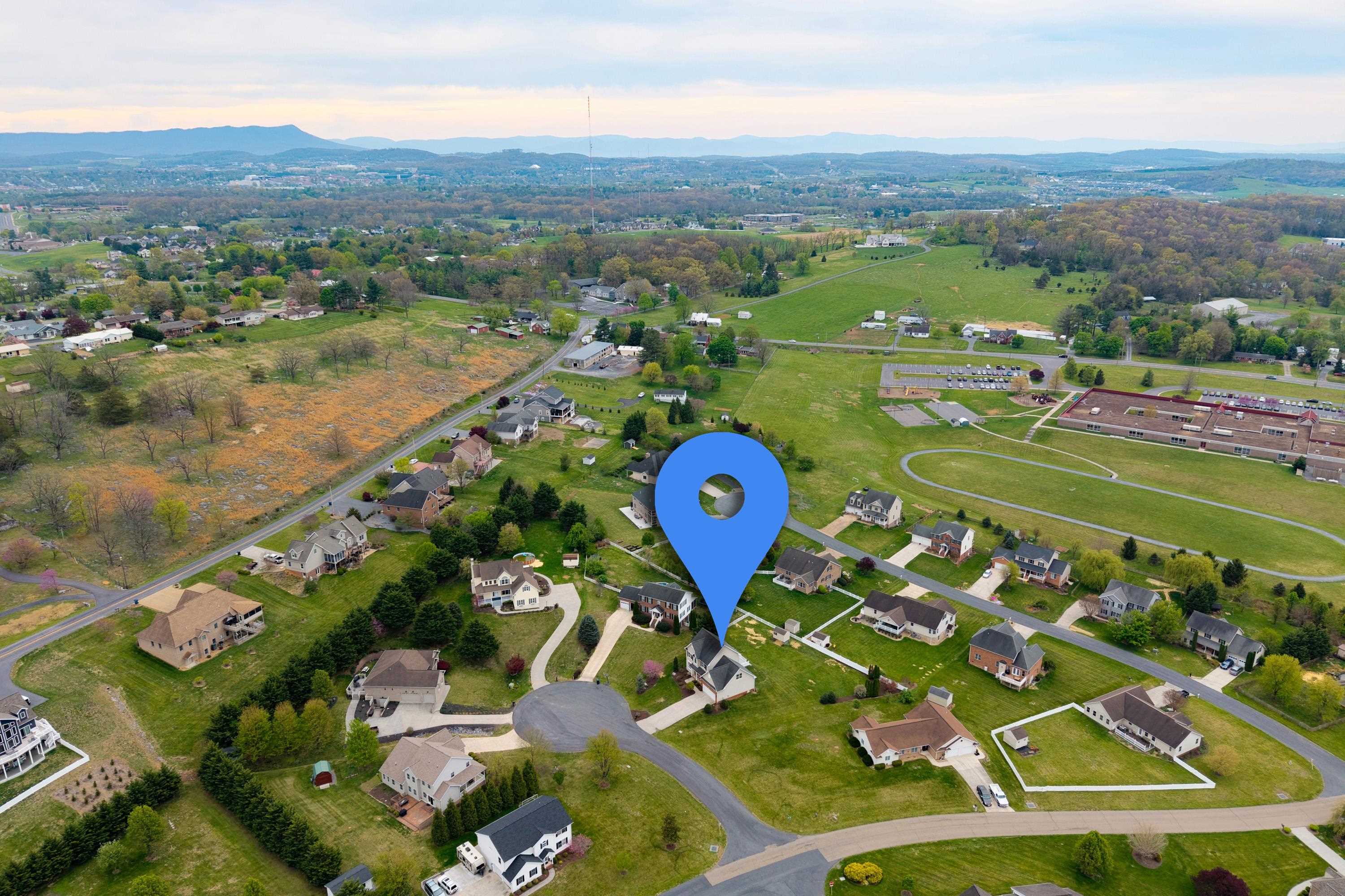 2625 Rising Rock Court Harrisonburg, VA 22802 - Photo 69 of 73 The aerial view highlights the neighborhood of Monte Vista Estates, the cul-de-sac location, local surrounding areas, spacious lot, and much more!