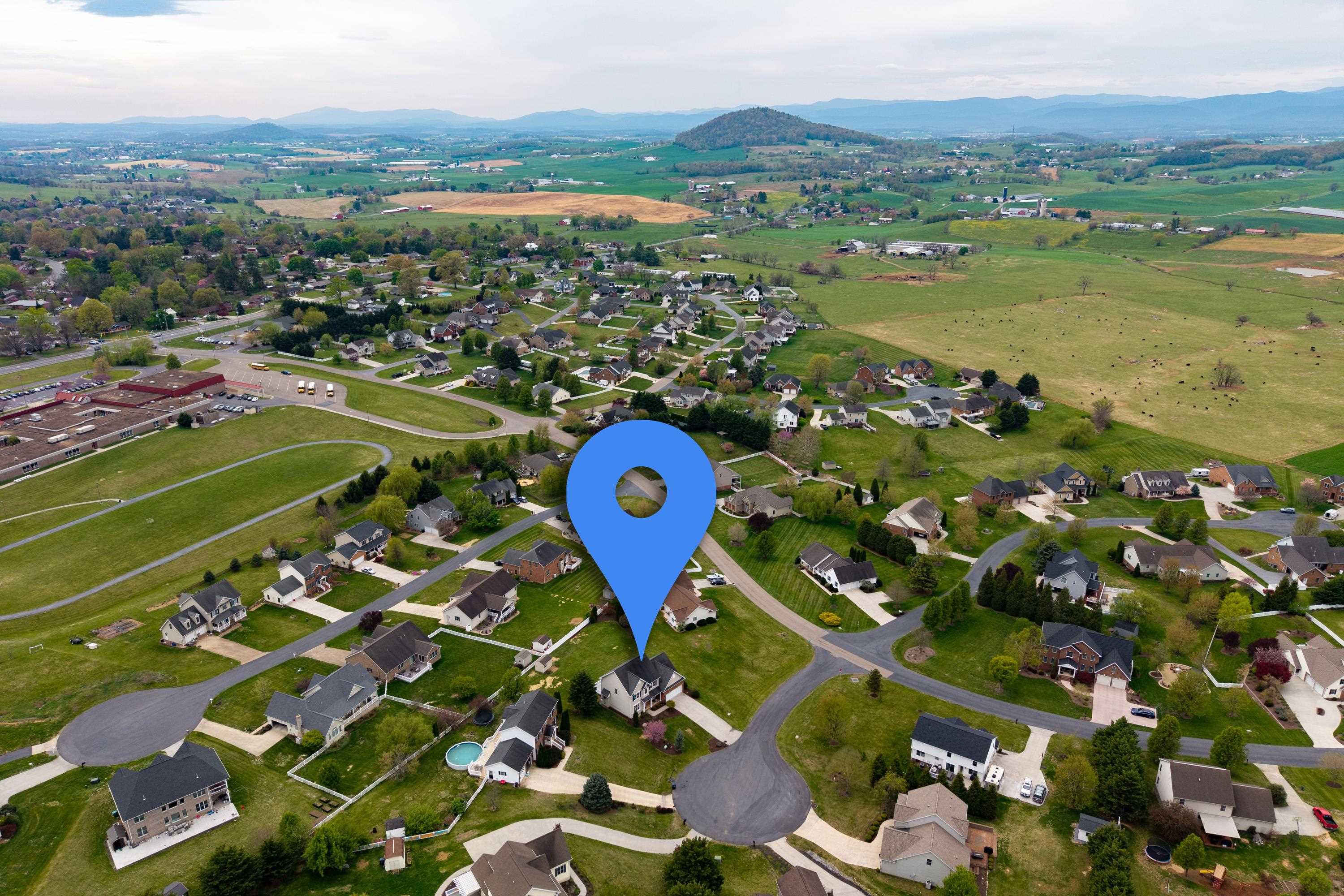 2625 Rising Rock Court Harrisonburg, VA 22802 - Photo 70 of 73 The aerial view highlights the neighborhood of Monte Vista Estates, the cul-de-sac location, local surrounding areas, spacious lot, and much more!