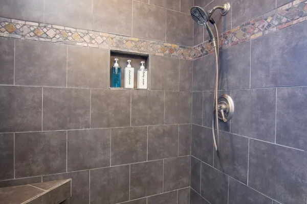 a bathroom with a shower