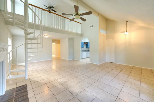 a view of an entryway with a fireplace