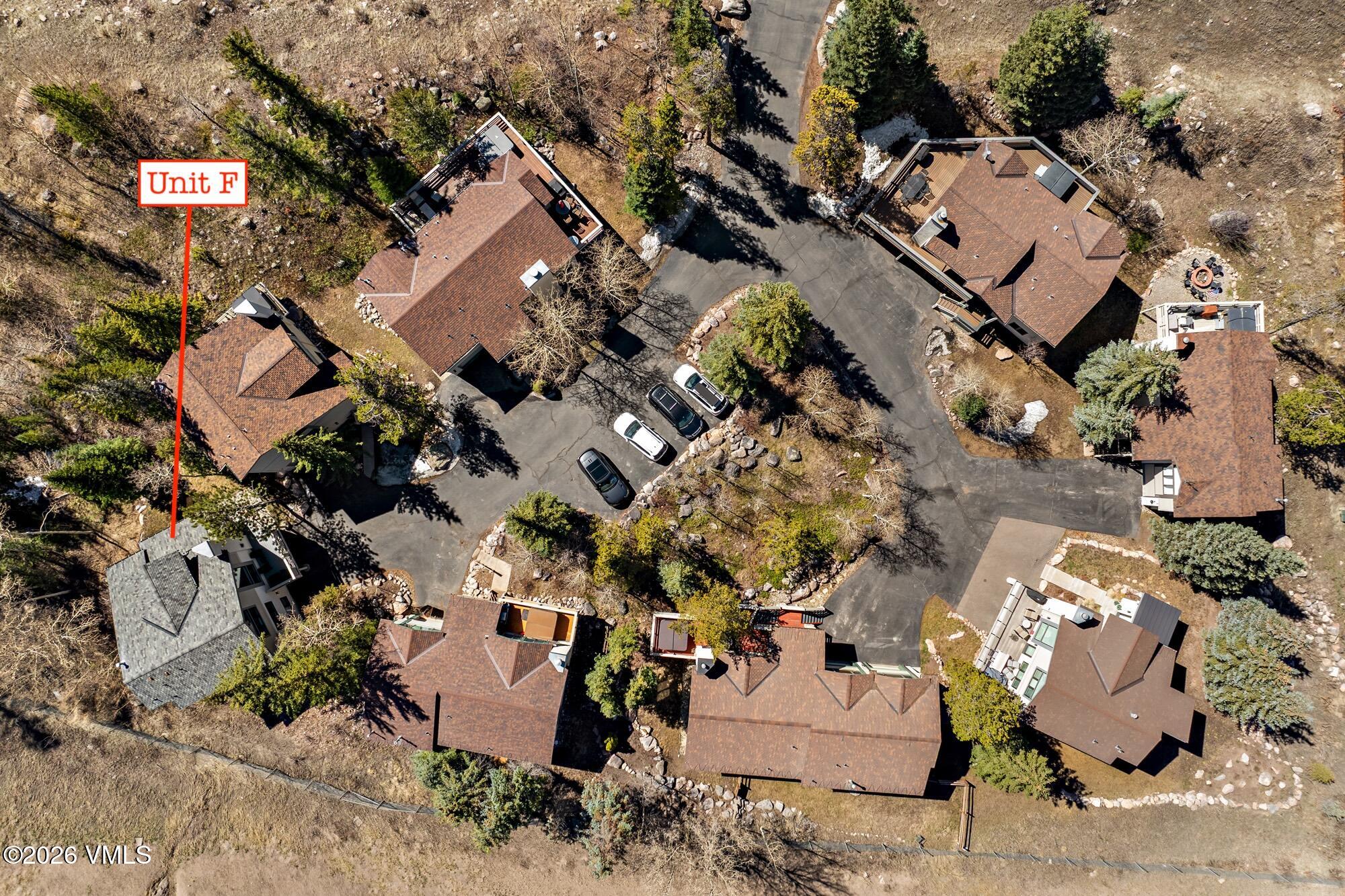 4515 Big Horn Road, Unit F Vail, CO 81657 - Photo 33 of 35 an aerial view of multiple houses with outdoor space