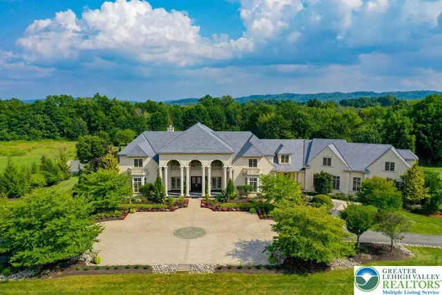 an aerial view of a house