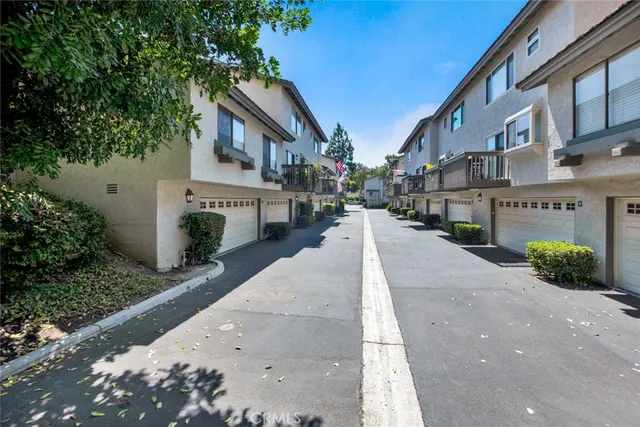 a view of a garden with a patio
