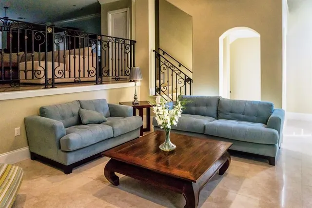 a living room with furniture