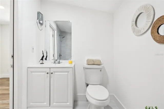 a bathroom with a toilet a sink and mirror