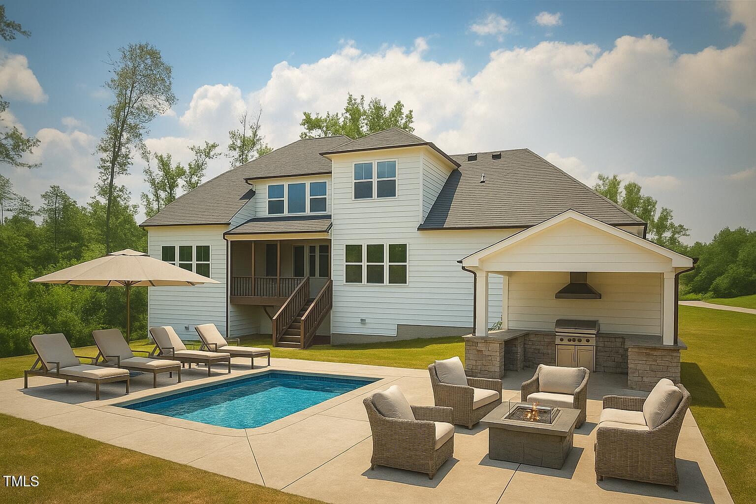 164 East E Spring Angier, NC 27501 - Photo 31 of 36 Pool and outdoor area virtually created