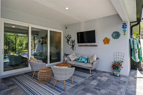 a view of a park with swings and a table