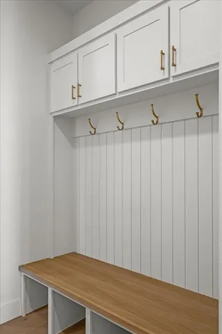 a view of a kitchen with cabinets