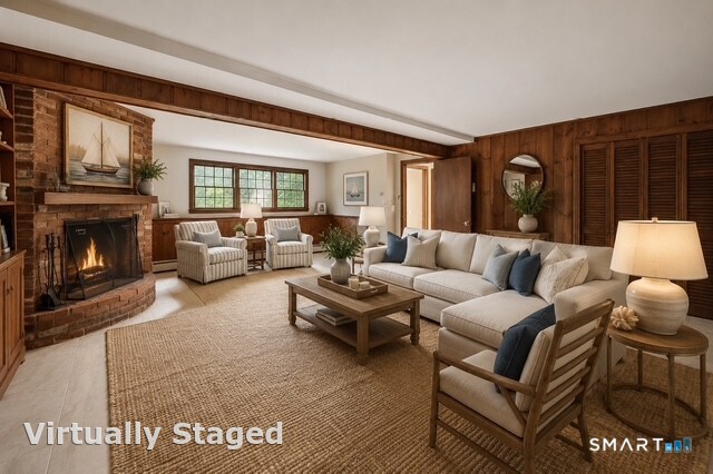 81 Crescent Road Glastonbury, CT 06033 - Photo 24 of 38 Spacious family room.Please note mantle added and fire in fp added